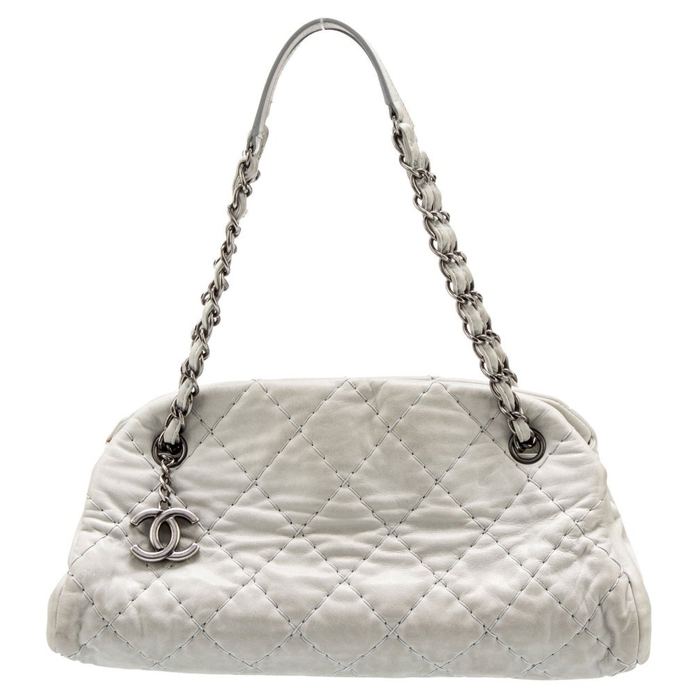 Chanel Silver Iridescent Just Mademoiselle Bowling Bag